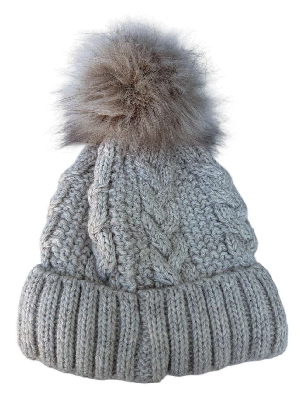 Cozy Knit Pom Beanie Light cream
